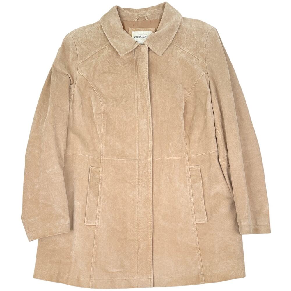Cherokee Genuine Suede Leather Jacket Tan Winter Coat Sz 18W